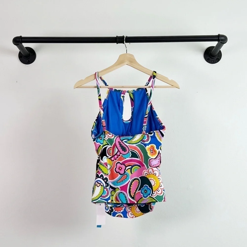 NWT Bleu Rod Beattie Go For Bold High Neck Underwire Tankini Top